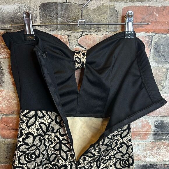 5 for $25🔥Papaya Tan & Black Floral Strapless Dress Juniors Size Small - Picture 6 of 9